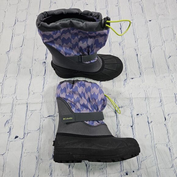 Columbia WOMENS YOUTH SZ 6 Powderbug Plus II Print Snow Boot Waterproof Purple - Picture 1 of 11